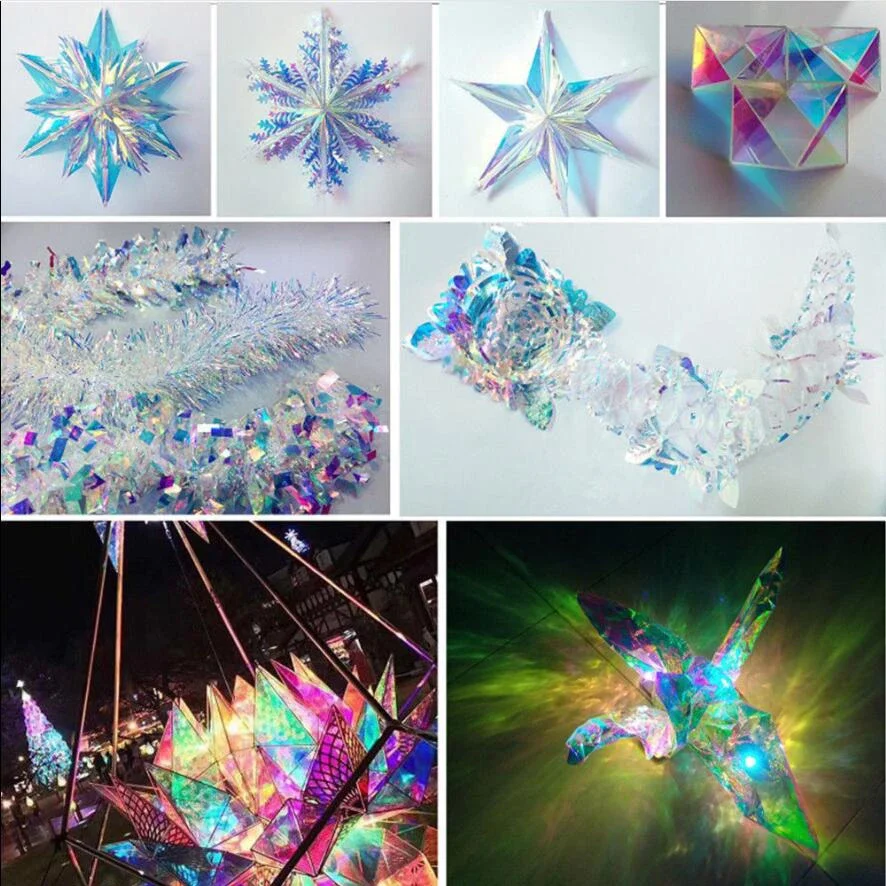 2/3/5M Iridescent Dichroic Glass Privacy Film Rainbow Holographic Window Film Chameleon Window Tint Self Adhesive Decoration