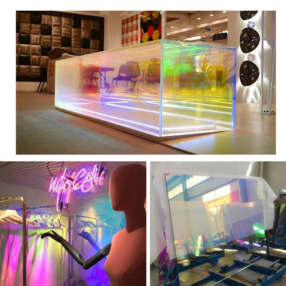 2/3/5M Iridescent Dichroic Glass Privacy Film Rainbow Holographic Window Film Chameleon Window Tint Self Adhesive Decoration
