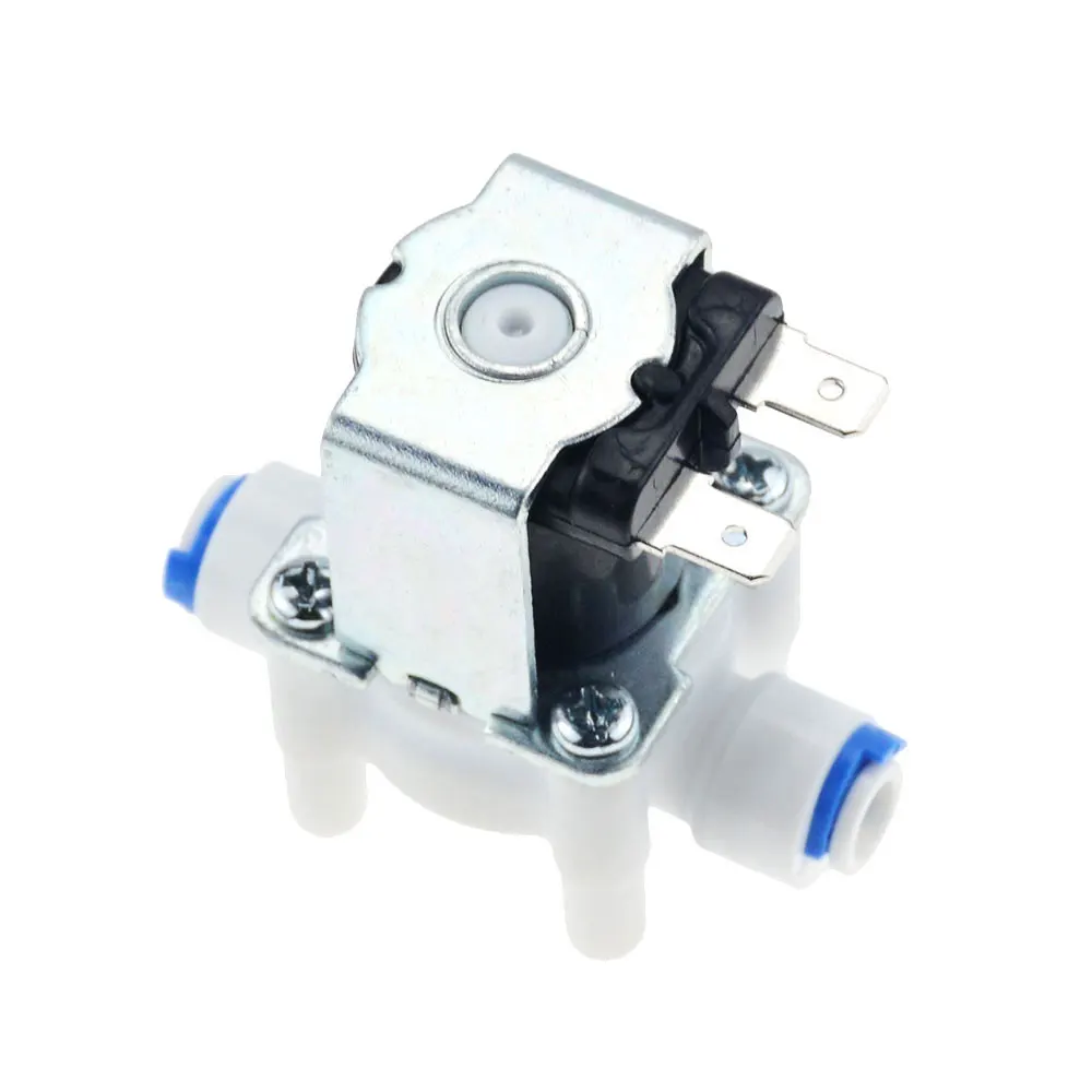 AC220V DC12V/24V Plastic Solenoid Valve 1/4'' Quick Contact Normally Closed Water Inlet Drain Valve