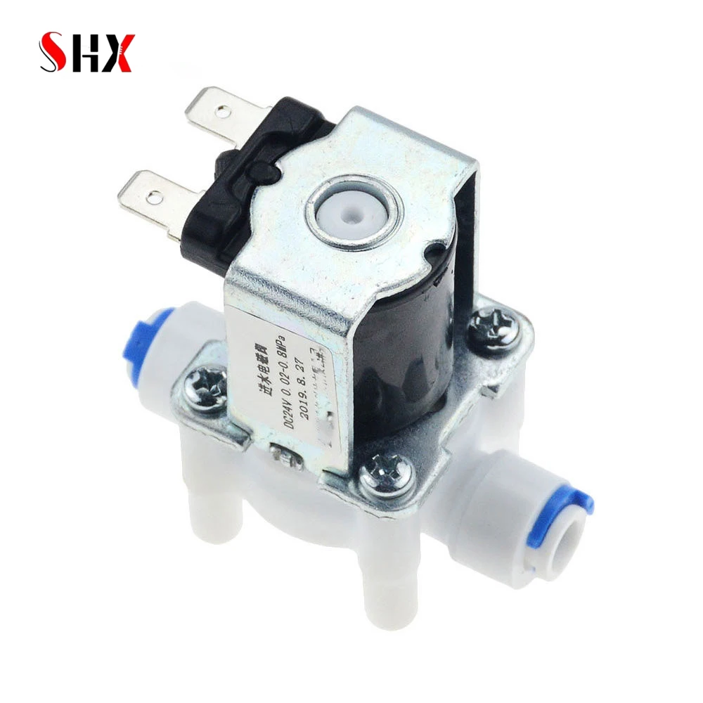 AC220V DC12V/24V Plastic Solenoid Valve 1/4'' Quick Contact Normally Closed Water Inlet Drain Valve