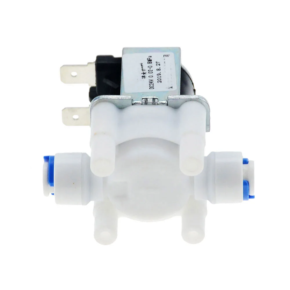 AC220V DC12V/24V Plastic Solenoid Valve 1/4'' Quick Contact Normally Closed Water Inlet Drain Valve