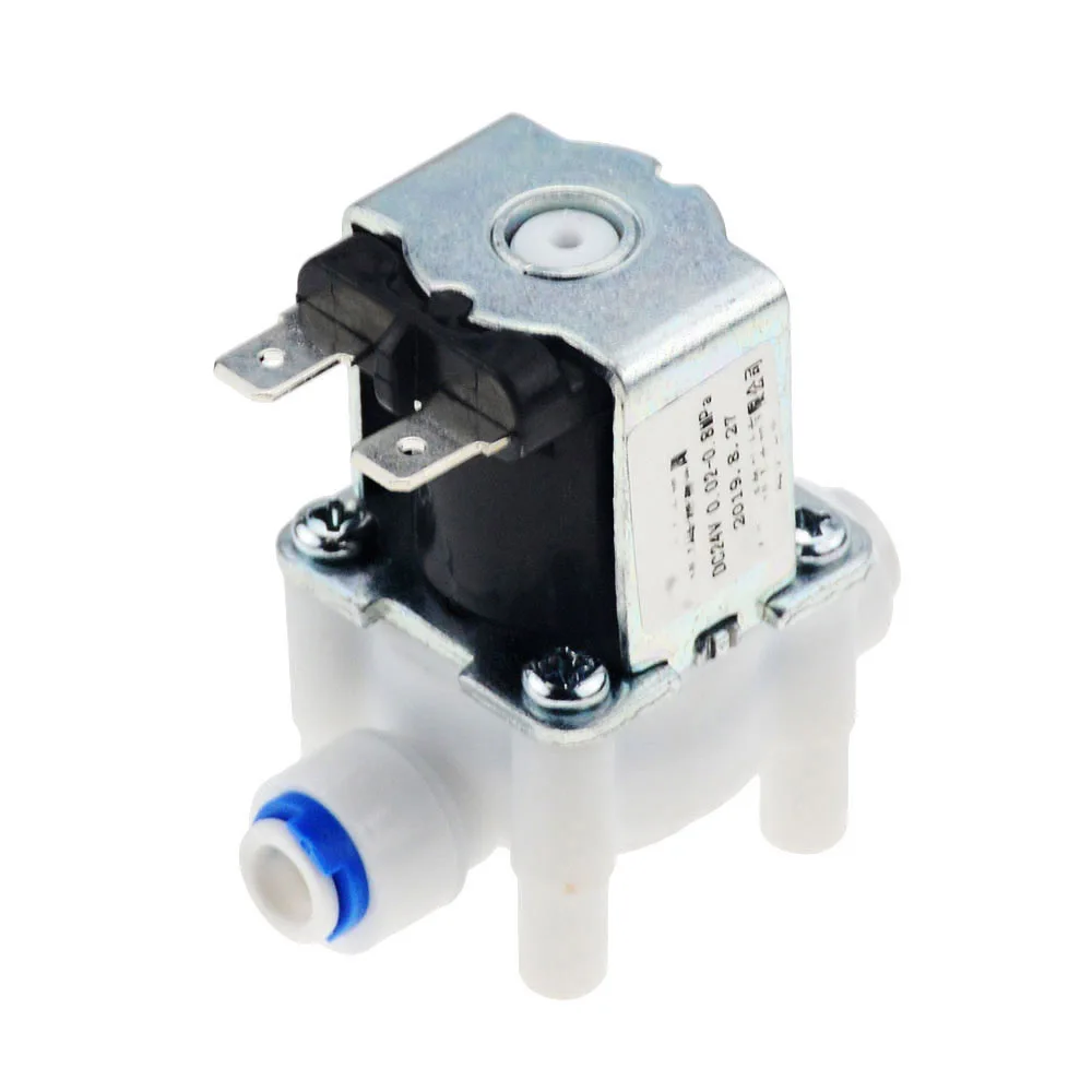 AC220V DC12V/24V Plastic Solenoid Valve 1/4'' Quick Contact Normally Closed Water Inlet Drain Valve