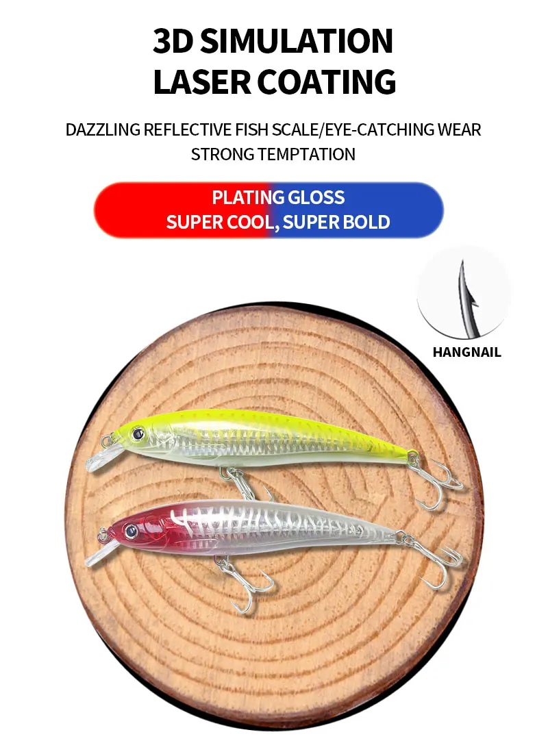 140mm 41g Big Floating Minnow Fishing Lures Laser Artificial Baits Saltwater Long Casting Trolling Wobblers UV Jerkbait Supplies