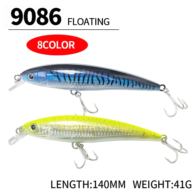 140mm 41g Big Floating Minnow Fishing Lures Laser Artificial Baits Saltwater Long Casting Trolling Wobblers UV Jerkbait Supplies
