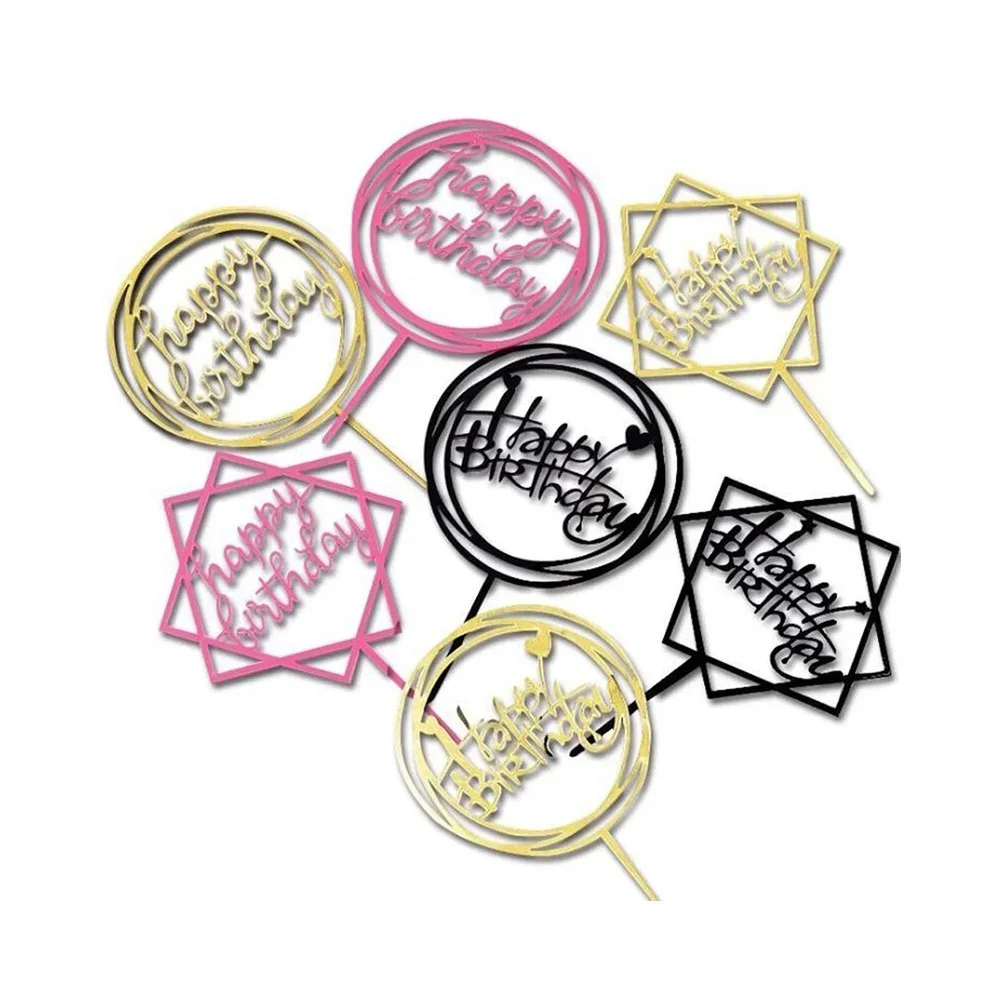 10Pcs/set Multi Style Acrylic Happy Birthday Cake Topper Dessert Decoration