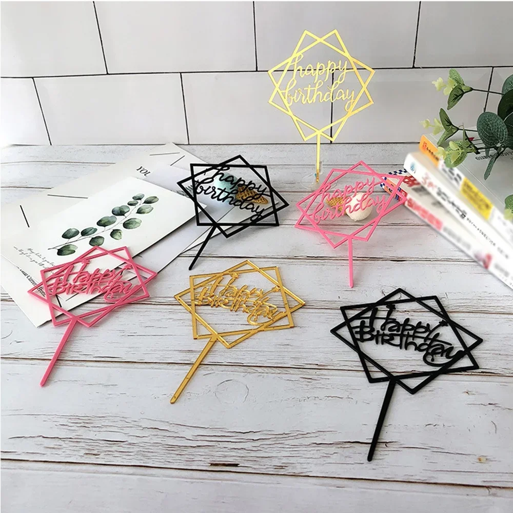 10Pcs/set Multi Style Acrylic Happy Birthday Cake Topper Dessert Decoration