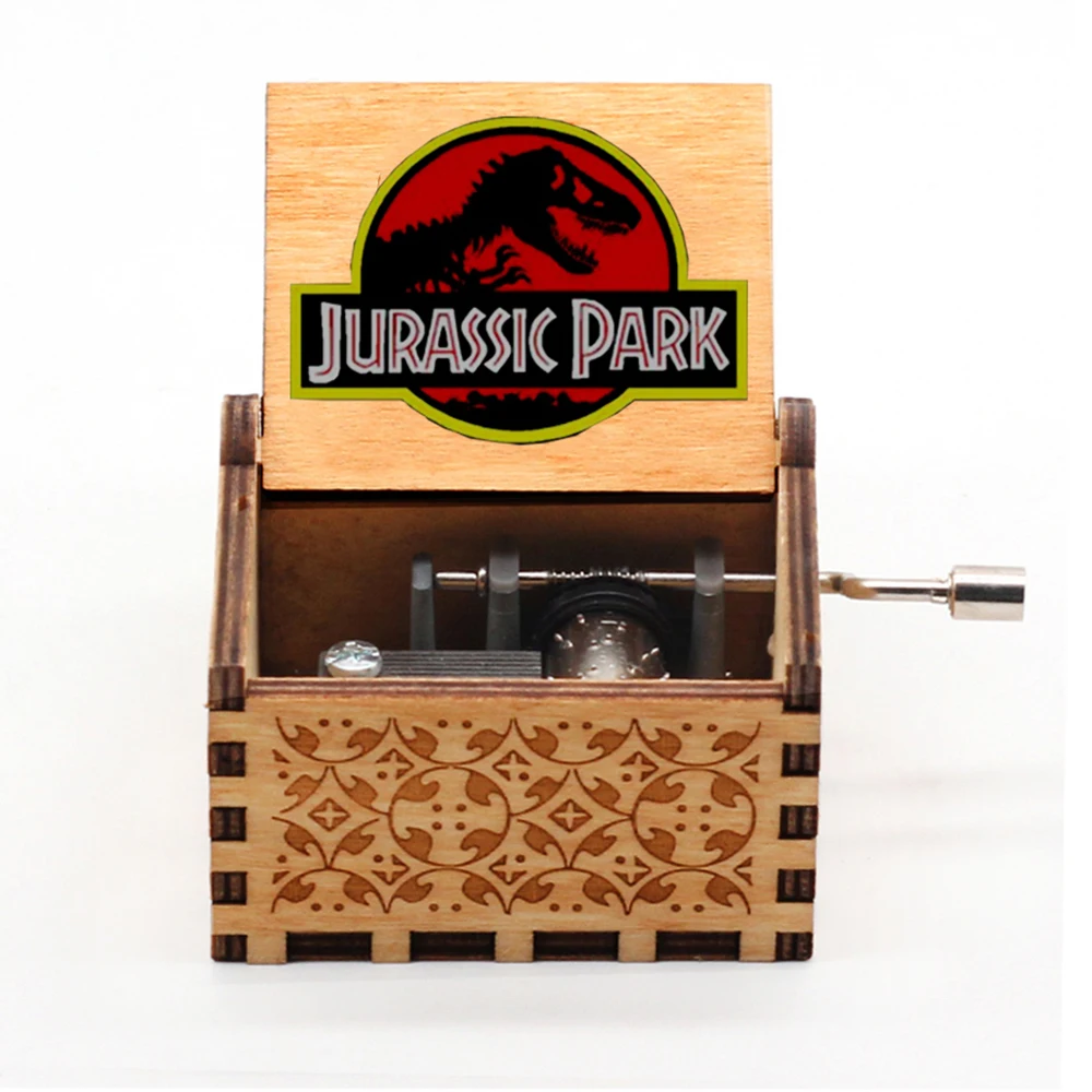 Wooden Music Box Black Jurassic Park Home Decoration Birthday And Valentine's Day Gift