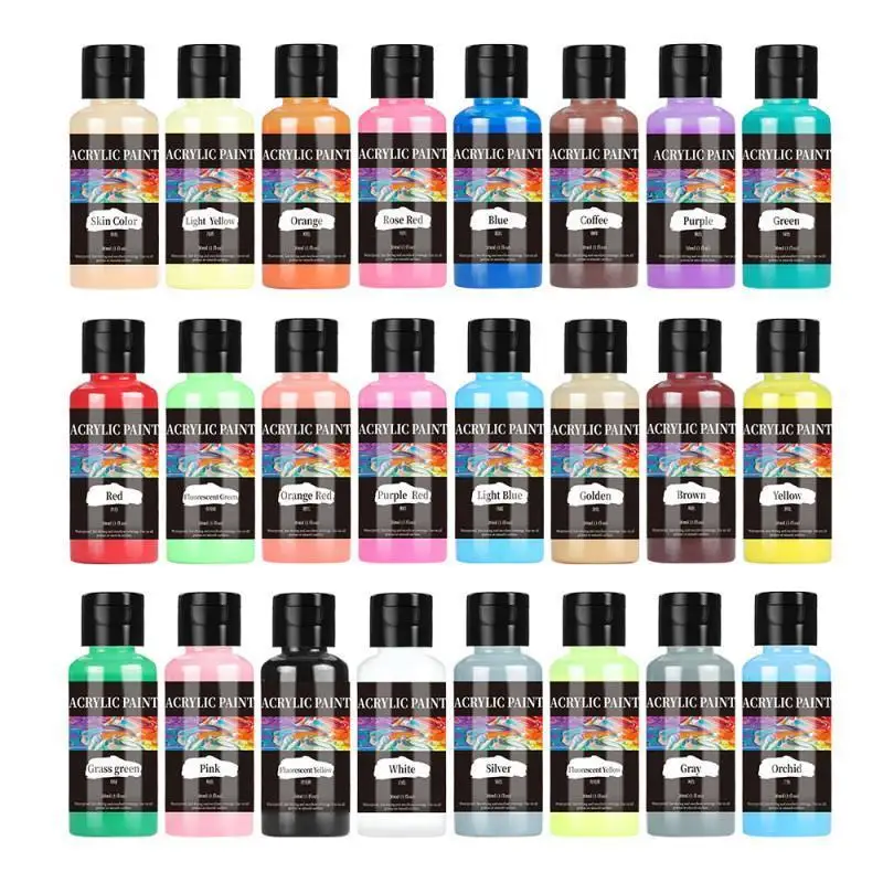 High-Quality 30 Ml/Bottle Acrylic Paint Colors Dyestuff Paint For Fabric Clothing Painting For Leather DIY Pigment Graffiti