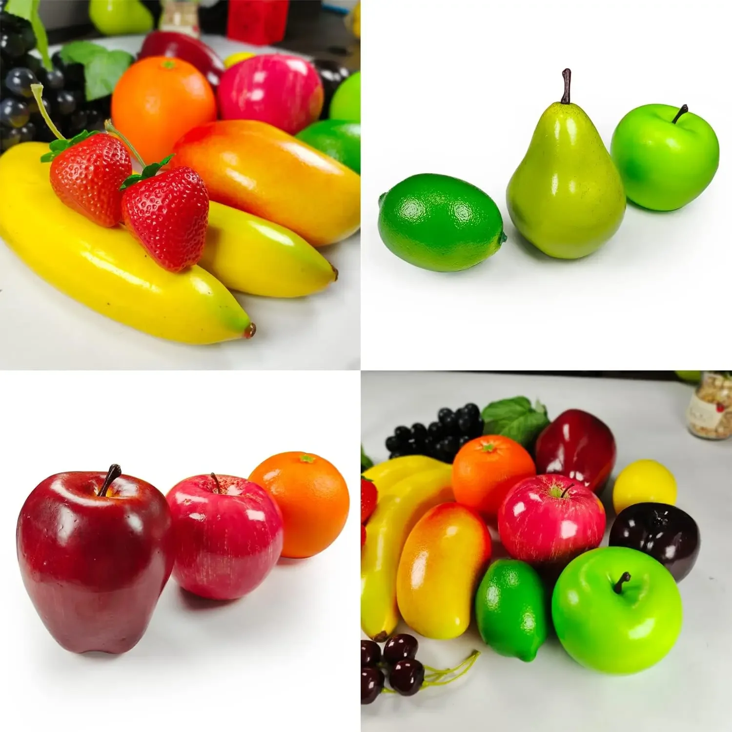 Set of Fake Fruits for Home Decoration, Fruit Model for Party Decoration, Fruit, Strawberry, Mango, Bananas, 20 Pieces/Set