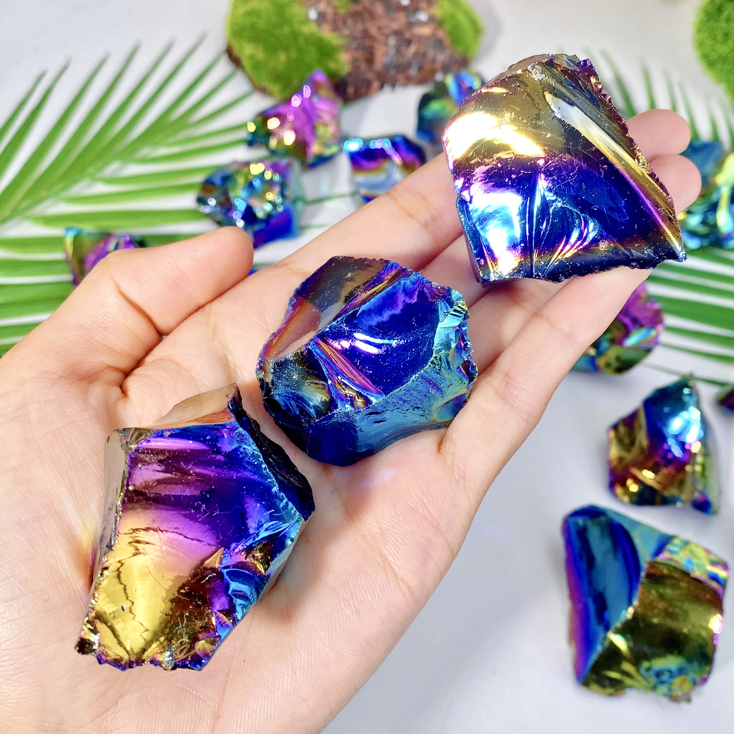 1PC High Quality Aura Obsidian Raw Stone Natural Crystal Raw Stone, Gemstone Jewelry, Glitter, Healing Crystal, Birthday Gift