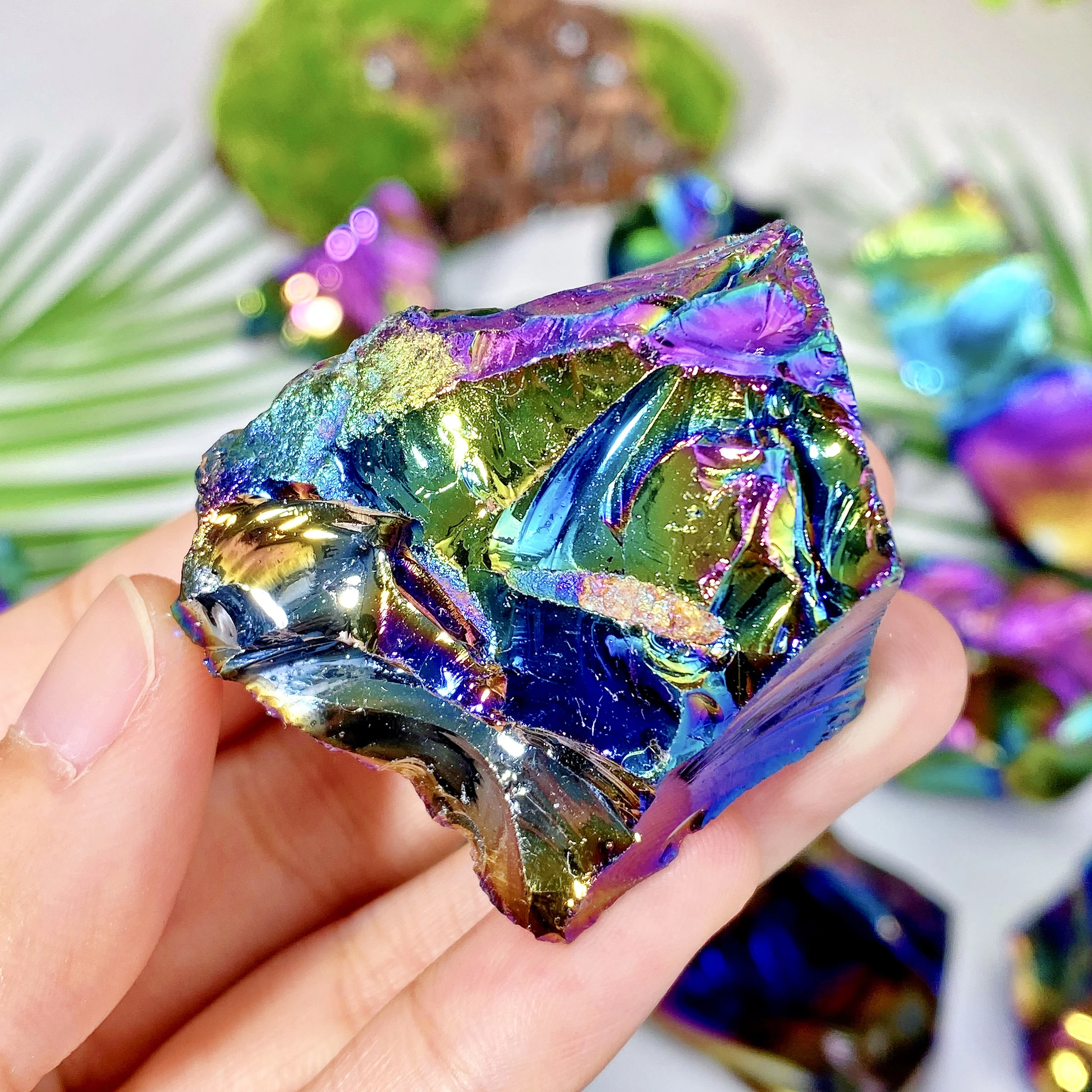 1PC High Quality Aura Obsidian Raw Stone Natural Crystal Raw Stone, Gemstone Jewelry, Glitter, Healing Crystal, Birthday Gift