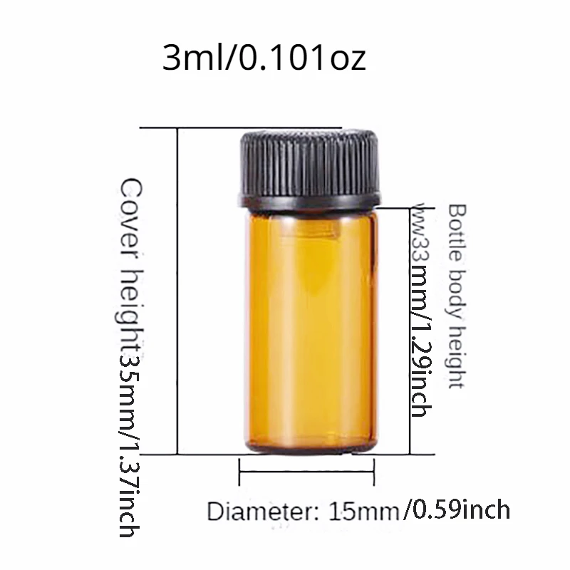 100pcs Essential Oil Bottle Gift Box, 3ml Brown Glass Split Bottle with Throttling Hole - Suitable for Travel and Storage