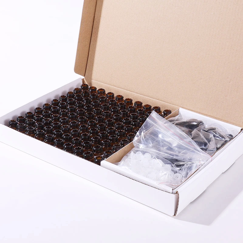 100pcs Essential Oil Bottle Gift Box, 3ml Brown Glass Split Bottle with Throttling Hole - Suitable for Travel and Storage