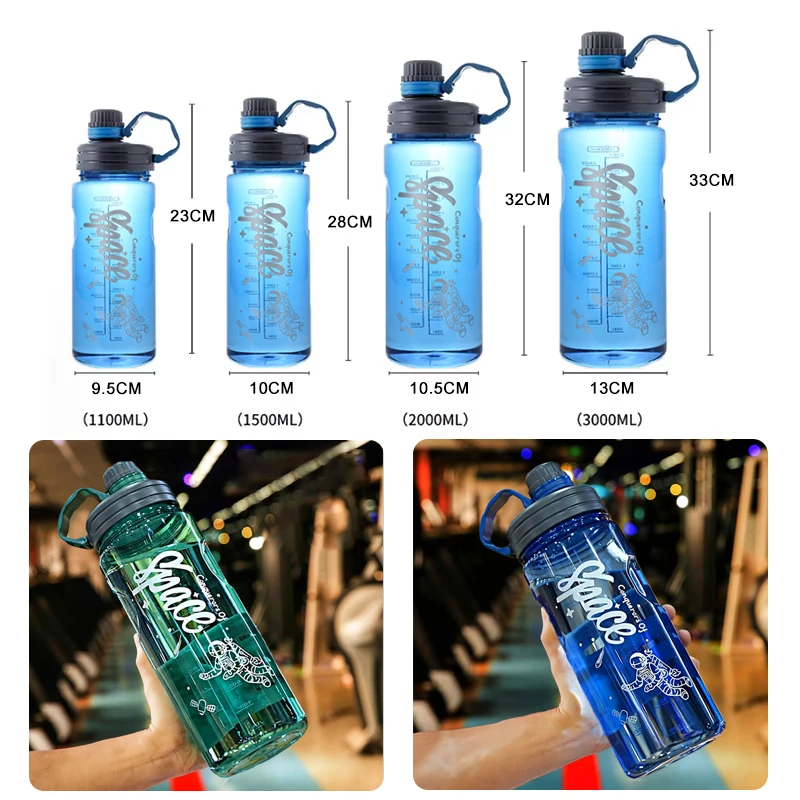 2L 3L Large Capacity Sport Water Bottle With Filter Eco-Friendly Plastic Water Cup Portable Fitness Drink Bottle Kettle BPA Free