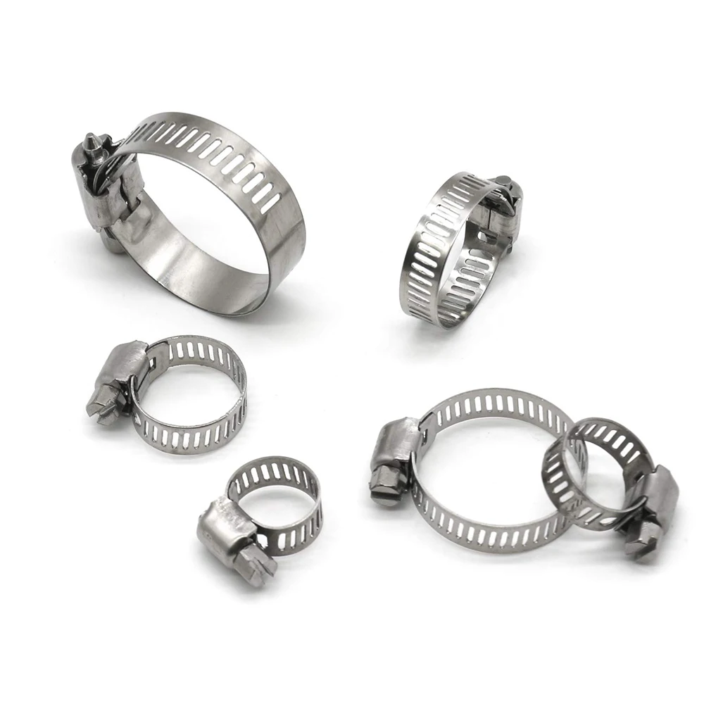 10pcs Stainless Steel Adjustable Drive Hose Clamp Fuel Line Worm Size Clip Hoop Hose Clamp Hot Sale