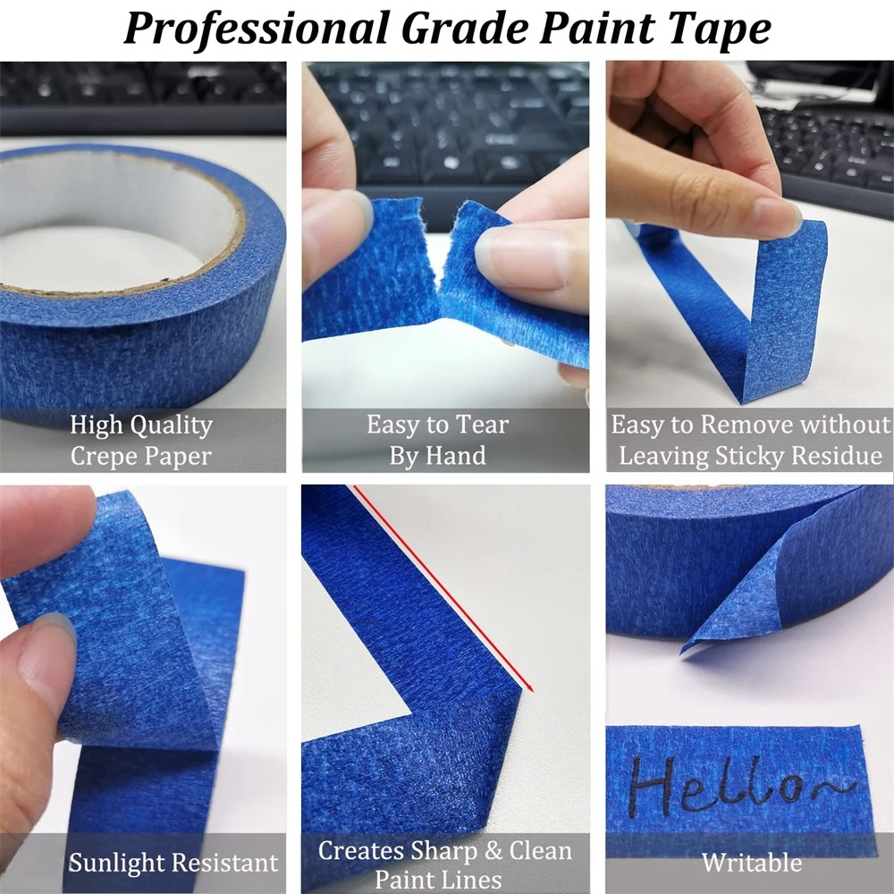 50m/Roll Blue Paint Washi Tape Multi-Surface Masking Removal For Security Wall Painting Crafts Art Construction Renovation Home