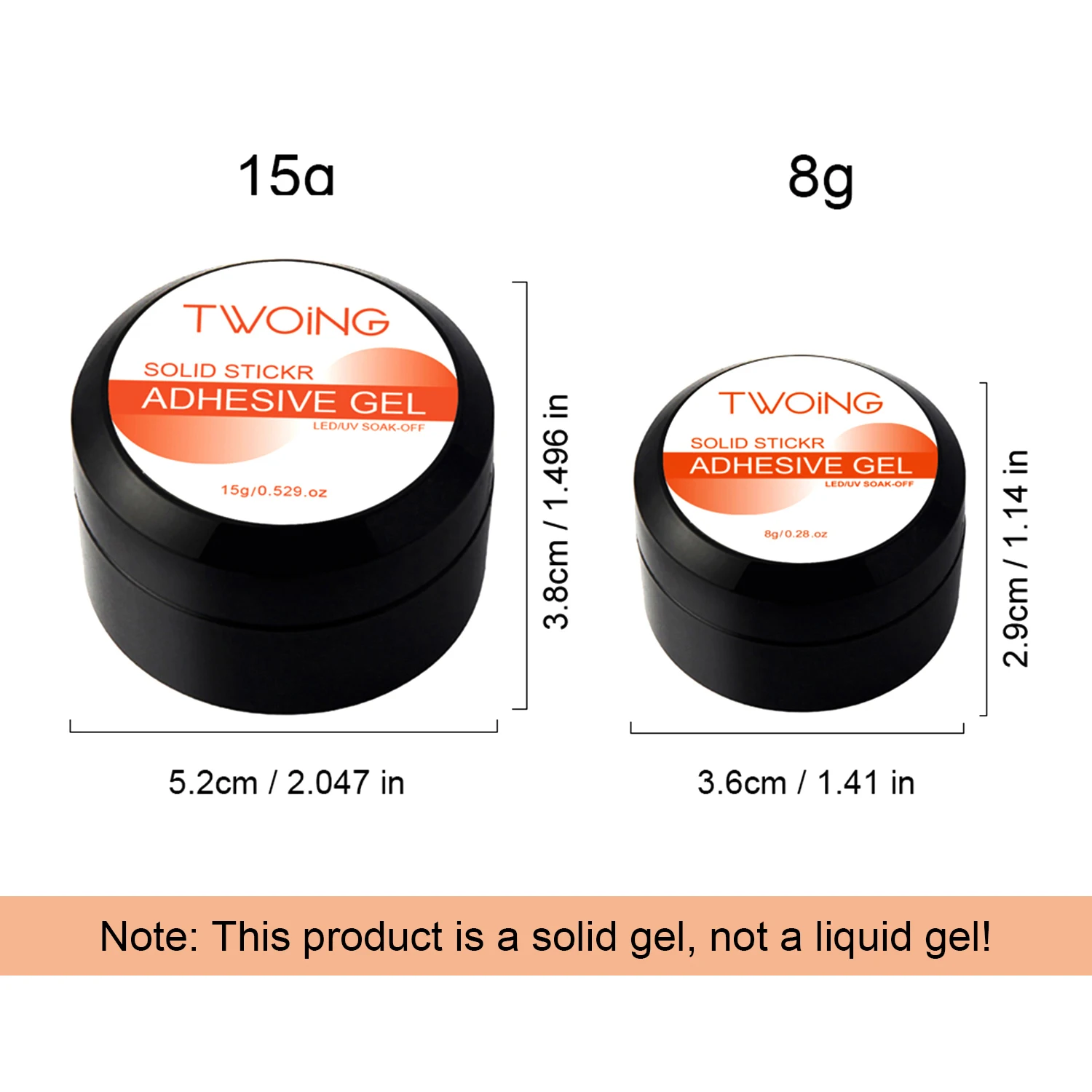 TWOING 8g Multifunctional Solid Nail Tips Gel - Non-Stick Hand Nail Gel Rhinestone Gel For DIY Manicure At Home Long Lasting
