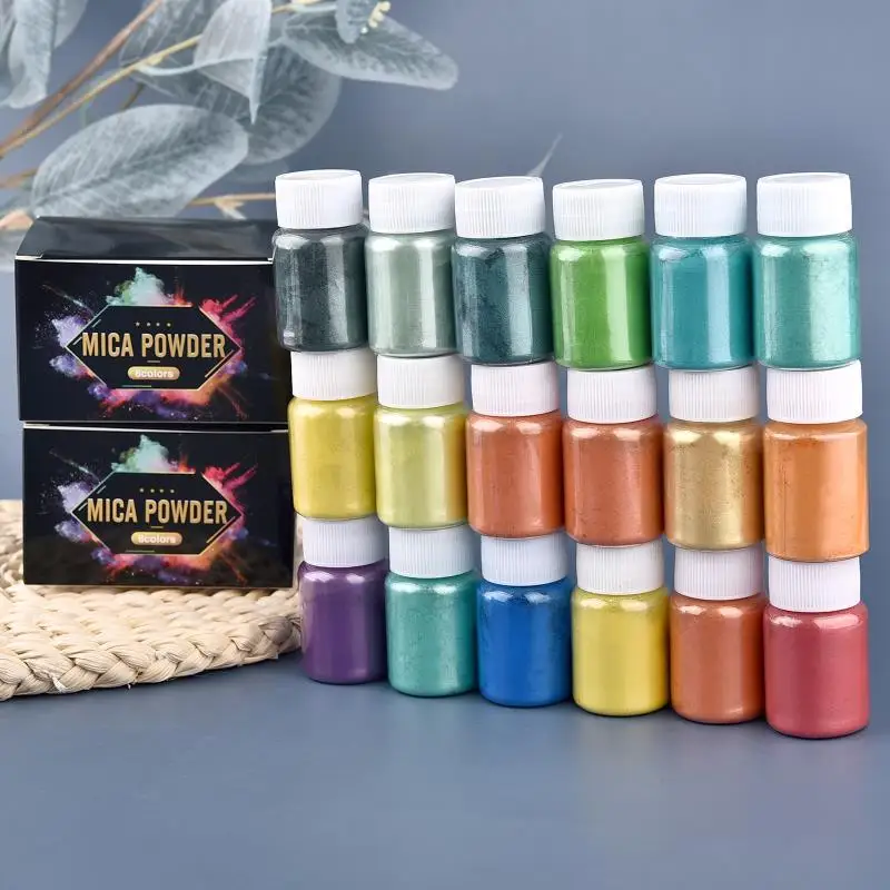 6 Pcs-Set Epoxy Resin Dye Mica Powder Powdered Pigments Set Resin Mica Pearlescent Resin Pearl Box-Packed Micas Colorants Resin