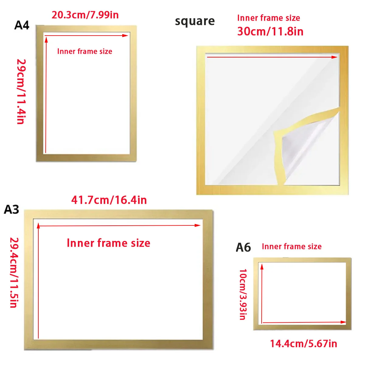 Magnetic Picture Frames Wall Kpop Photocard Holder Display Decor for Wall Window Office Advertise 5Pack A3/A4/A6/Square30x30cm