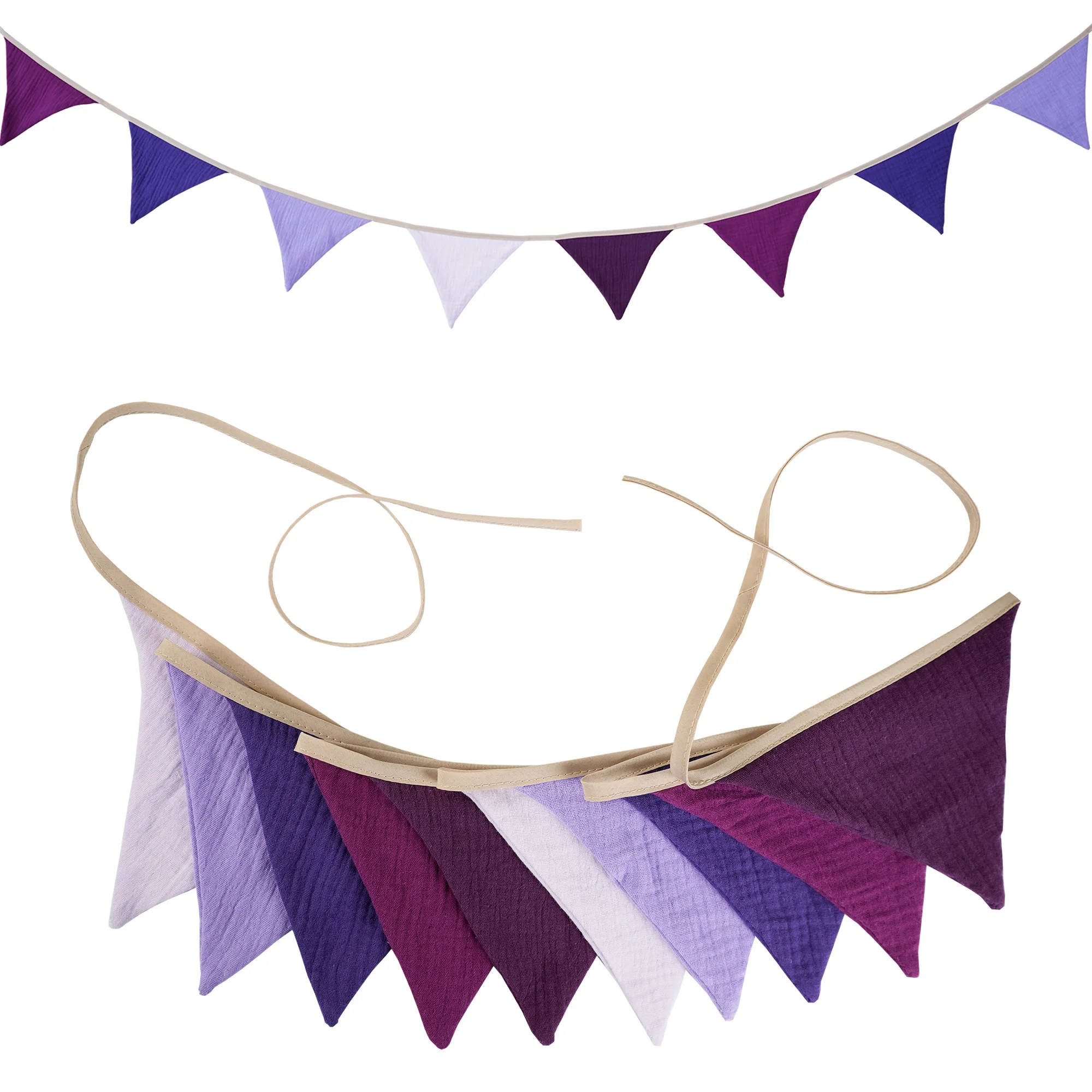 2.6M Nursery Fabric Bunting 10 Triangle Pennant Flags Party Decor Banner Home Baby Shower Carnival Garland