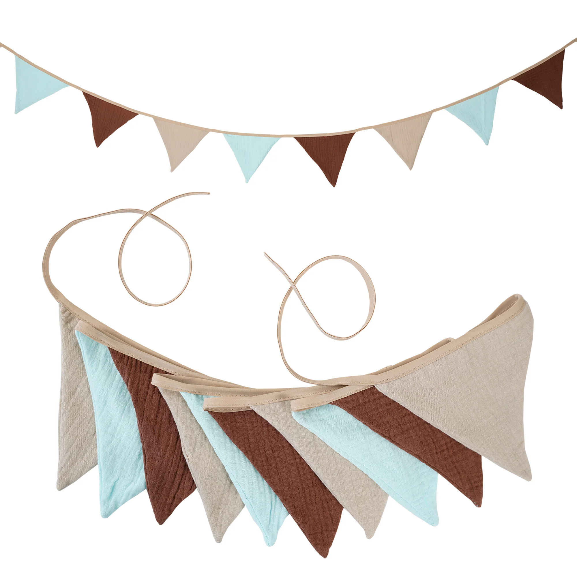 2.6M Nursery Fabric Bunting 10 Triangle Pennant Flags Party Decor Banner Home Baby Shower Carnival Garland