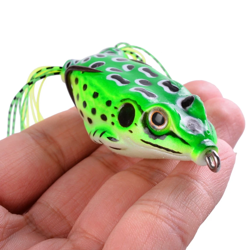 Aorace 5Pcs 6G 13G Frog Soft Lure Tube Bait Plastic Fishing Lure with Fishing Hooks Topwater Ray Frog Artificial 3D Eyes