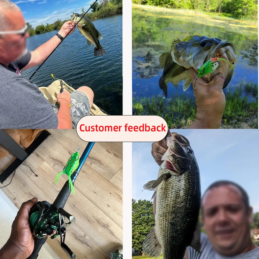 Aorace 5Pcs 6G 13G Frog Soft Lure Tube Bait Plastic Fishing Lure with Fishing Hooks Topwater Ray Frog Artificial 3D Eyes