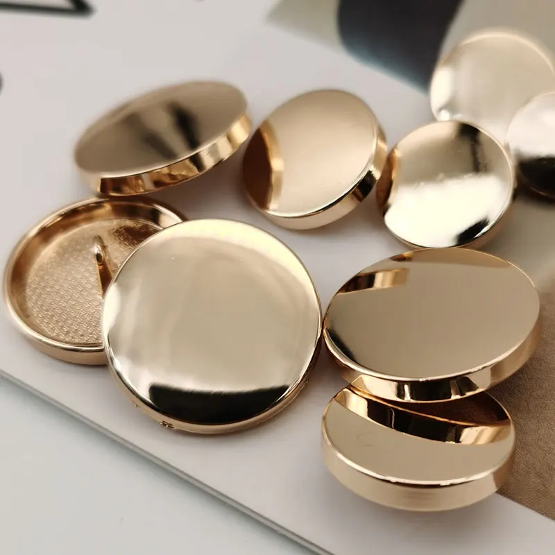 10pcs Round Smooth Plane Gold Metal Buttons for Clothing Jeans Blouse Mini Sewing Accessories Designer Sewing Buttons Wholesale
