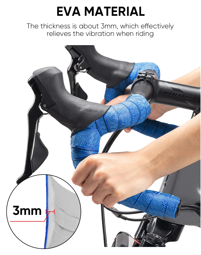 BUCKLOS Road Bicycle Handlebar Tape Non-slip PU EVA Bike Handlebar Strap Racing Bike Drop Bar Tape Road Cycling Accessories