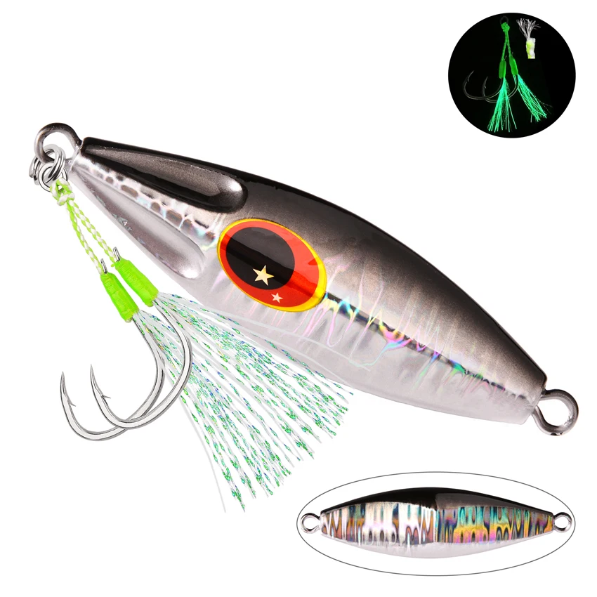 30g 40g 60g 80g 100g 120g Metal Jig Spoon Lure Artificial Bait Shore Slow Jigging Super Hard Bass Fishing Tackle