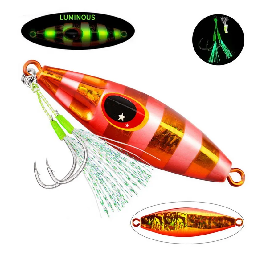 30g 40g 60g 80g 100g 120g Metal Jig Spoon Lure Artificial Bait Shore Slow Jigging Super Hard Bass Fishing Tackle