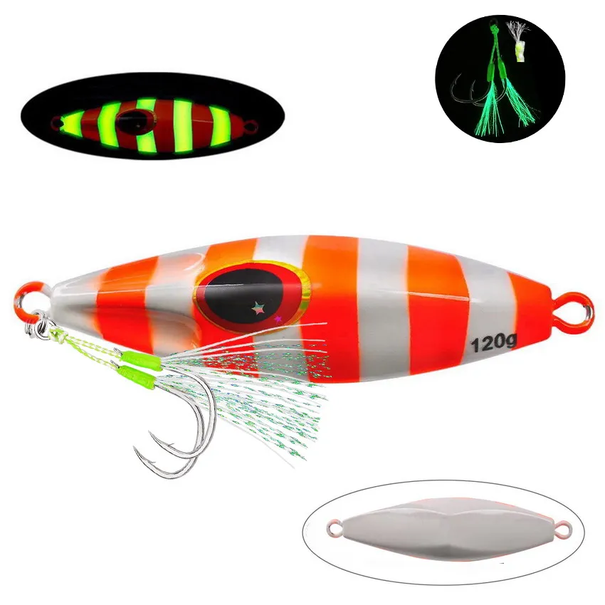 30g 40g 60g 80g 100g 120g Metal Jig Spoon Lure Artificial Bait Shore Slow Jigging Super Hard Bass Fishing Tackle