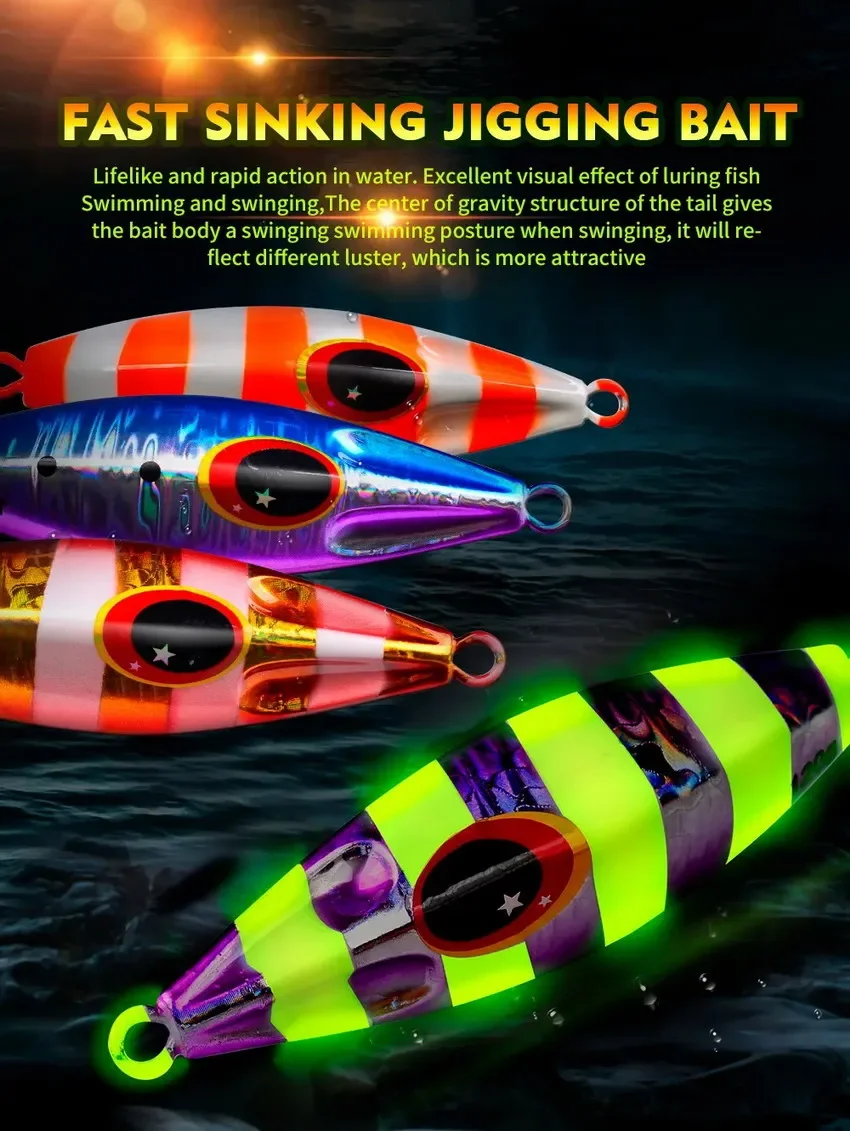 30g 40g 60g 80g 100g 120g Metal Jig Spoon Lure Artificial Bait Shore Slow Jigging Super Hard Bass Fishing Tackle