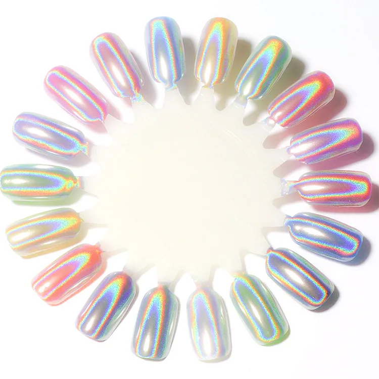 6 Colors Chrome Laser Nail Powder Holographic Mirror Glitter Pigment Silver/Gold Rub Dust Nail Gel Polish Supplies Chrome Powder