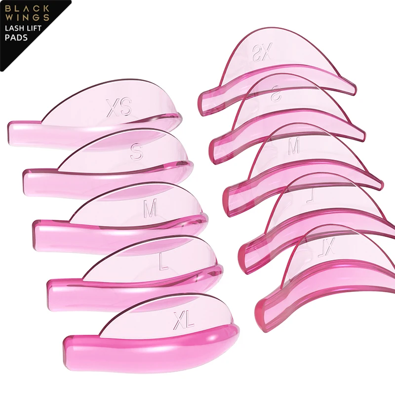 Pink 5pairsBlackwings Silicone Eyelash Perming Pad Lashes Rods Shield Lifting 3D Eyelash Curler Accessories Applicator Tools