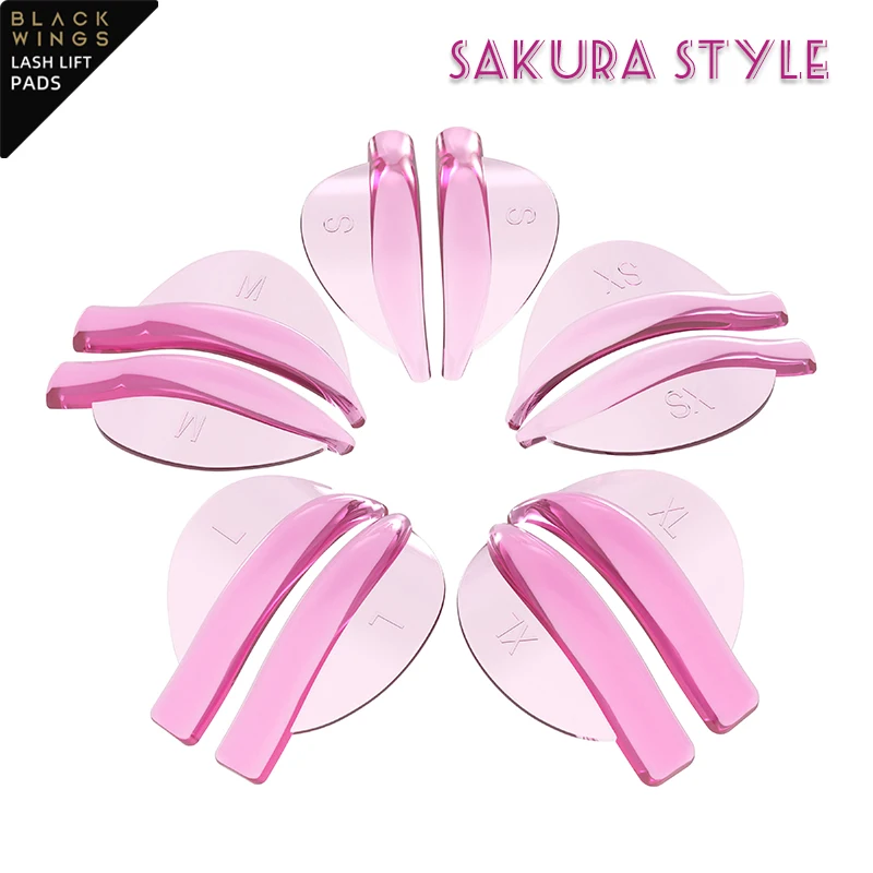 Pink 5pairsBlackwings Silicone Eyelash Perming Pad Lashes Rods Shield Lifting 3D Eyelash Curler Accessories Applicator Tools