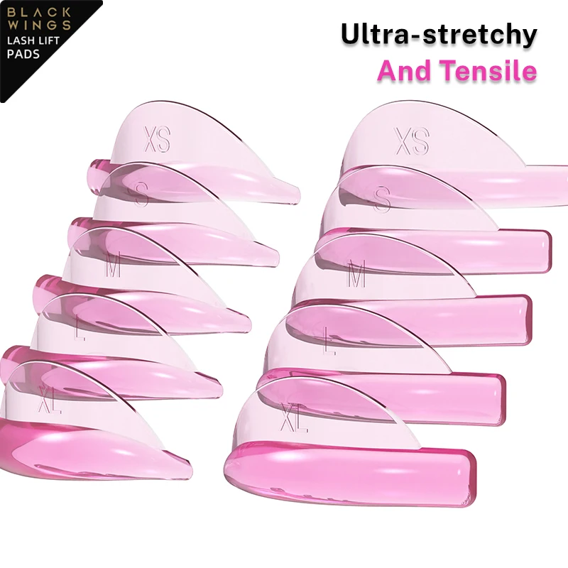 Pink 5pairsBlackwings Silicone Eyelash Perming Pad Lashes Rods Shield Lifting 3D Eyelash Curler Accessories Applicator Tools