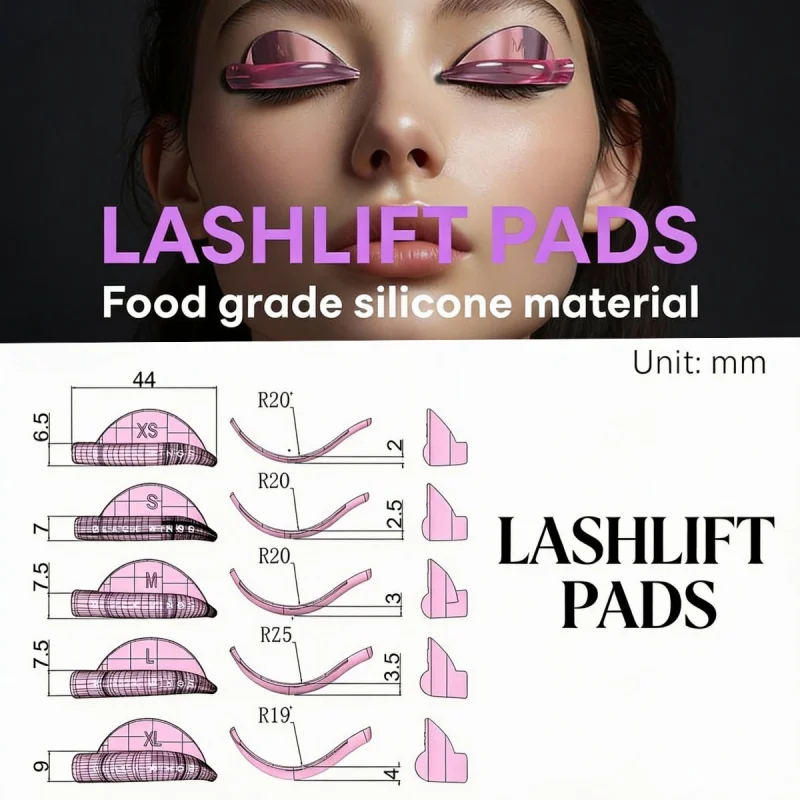 Pink 5pairsBlackwings Silicone Eyelash Perming Pad Lashes Rods Shield Lifting 3D Eyelash Curler Accessories Applicator Tools
