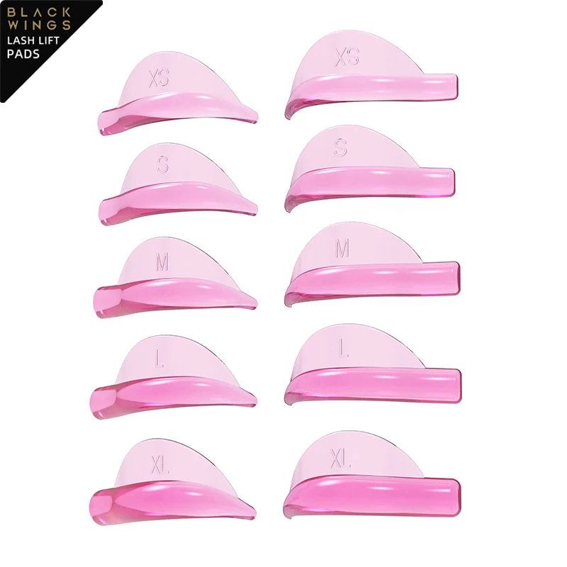 Pink 5pairsBlackwings Silicone Eyelash Perming Pad Lashes Rods Shield Lifting 3D Eyelash Curler Accessories Applicator Tools