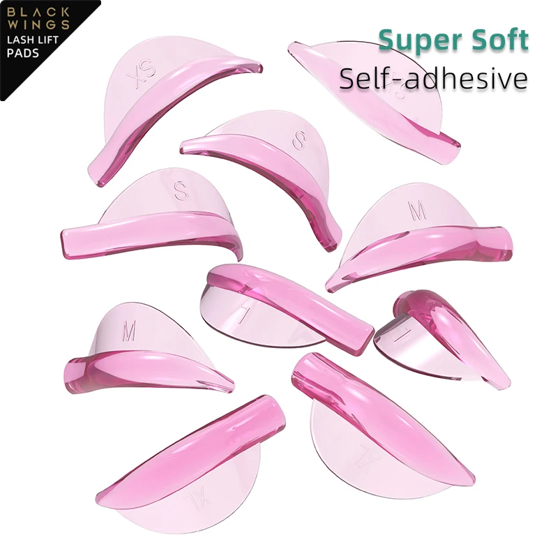 Pink 5pairsBlackwings Silicone Eyelash Perming Pad Lashes Rods Shield Lifting 3D Eyelash Curler Accessories Applicator Tools