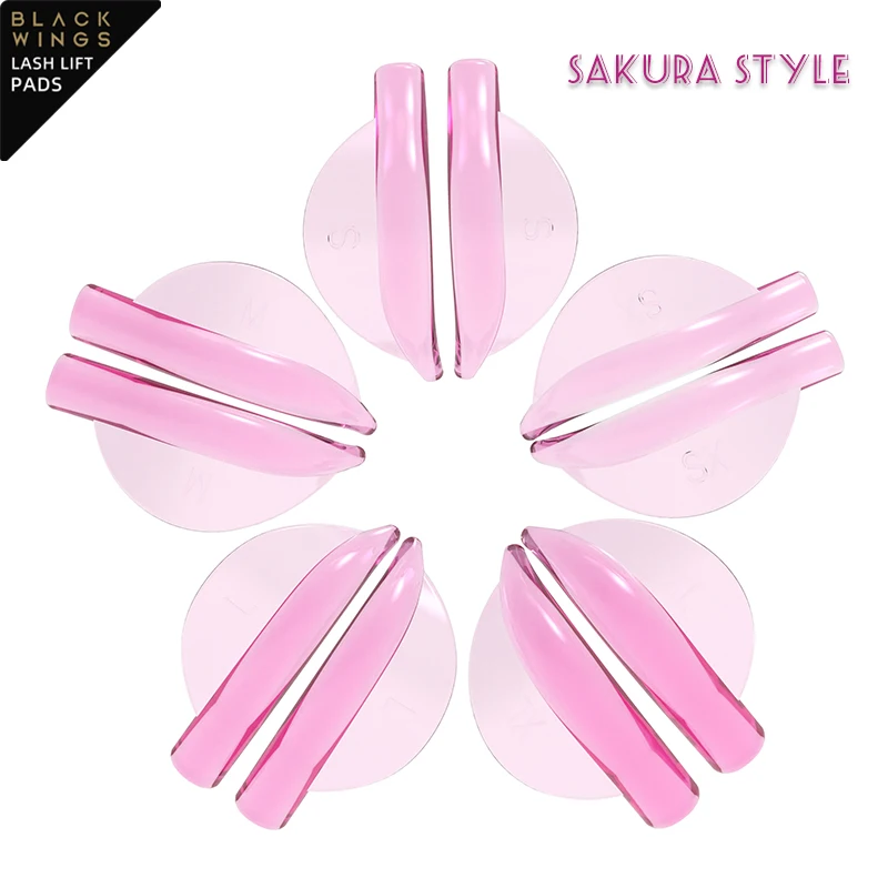 Pink 5pairsBlackwings Silicone Eyelash Perming Pad Lashes Rods Shield Lifting 3D Eyelash Curler Accessories Applicator Tools