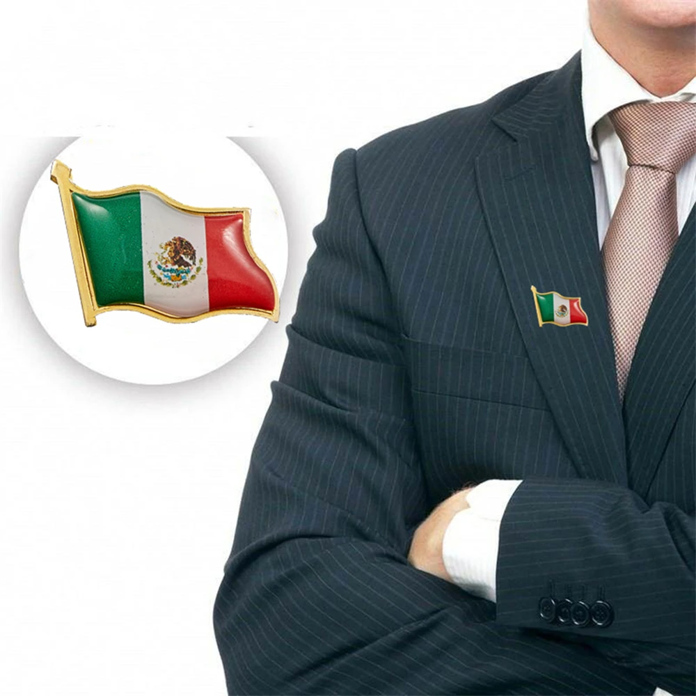 Mexico National Waving Flag Lapel Pin Brooche Pin Badges Brooch for Clothes Bags Decoration
