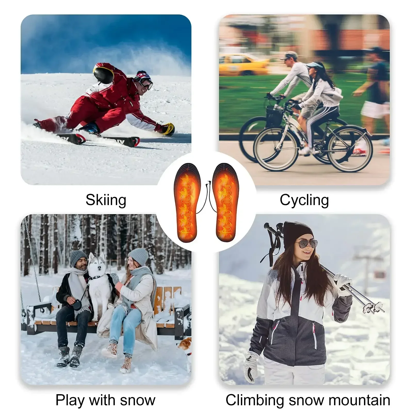 USB Heated Shoe Insoles Electric Foot Warming Pad Feet Warmer Sock Pad Mat Winter Outdoor Sports Heating Insole Winter Warm