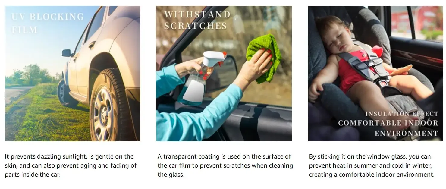 Window Tint Film for Cars Privacy Car Shade Front Windshield Heat & UV Block Blackout Window Film Auto Car Windshield Sun Shade