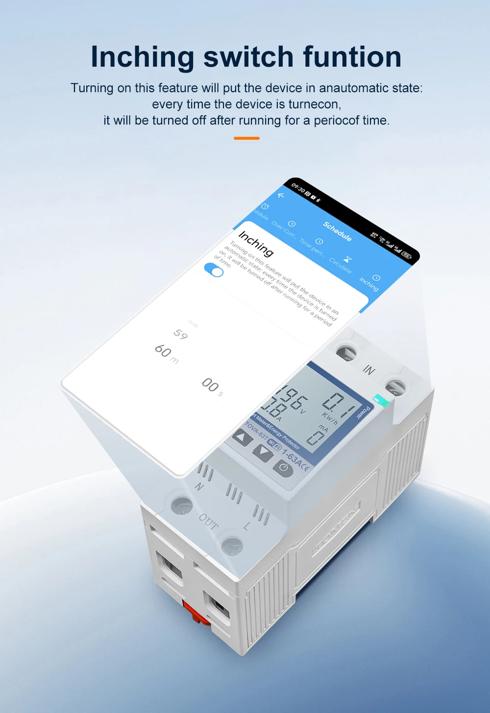 TOMZN WIFI 110V 220V 63A Smartlife TUYA Circuit Breaker Energy Meter Metering Timer With Voltage Current And Leakage Protection