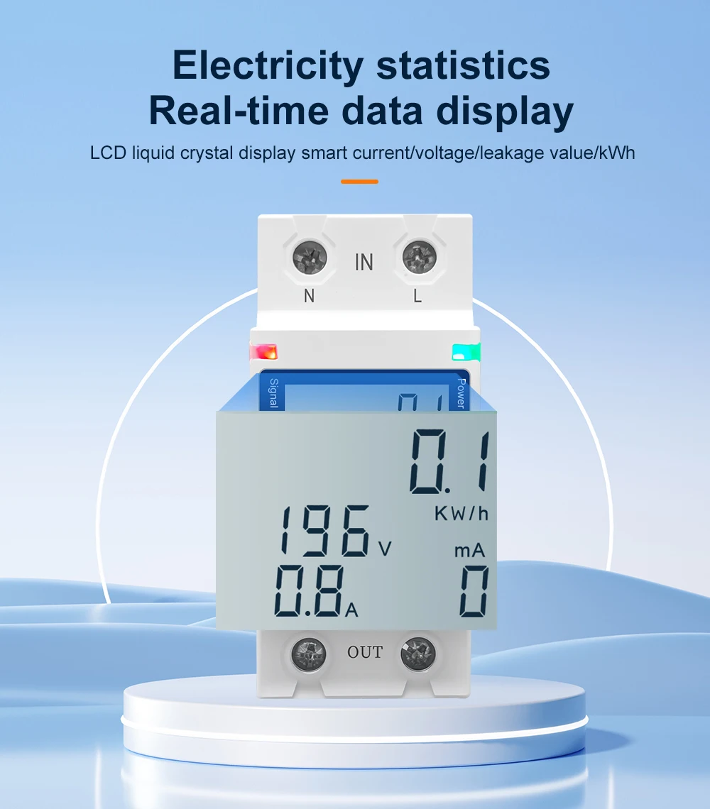 TOMZN WIFI 110V 220V 63A Smartlife TUYA Circuit Breaker Energy Meter Metering Timer With Voltage Current And Leakage Protection