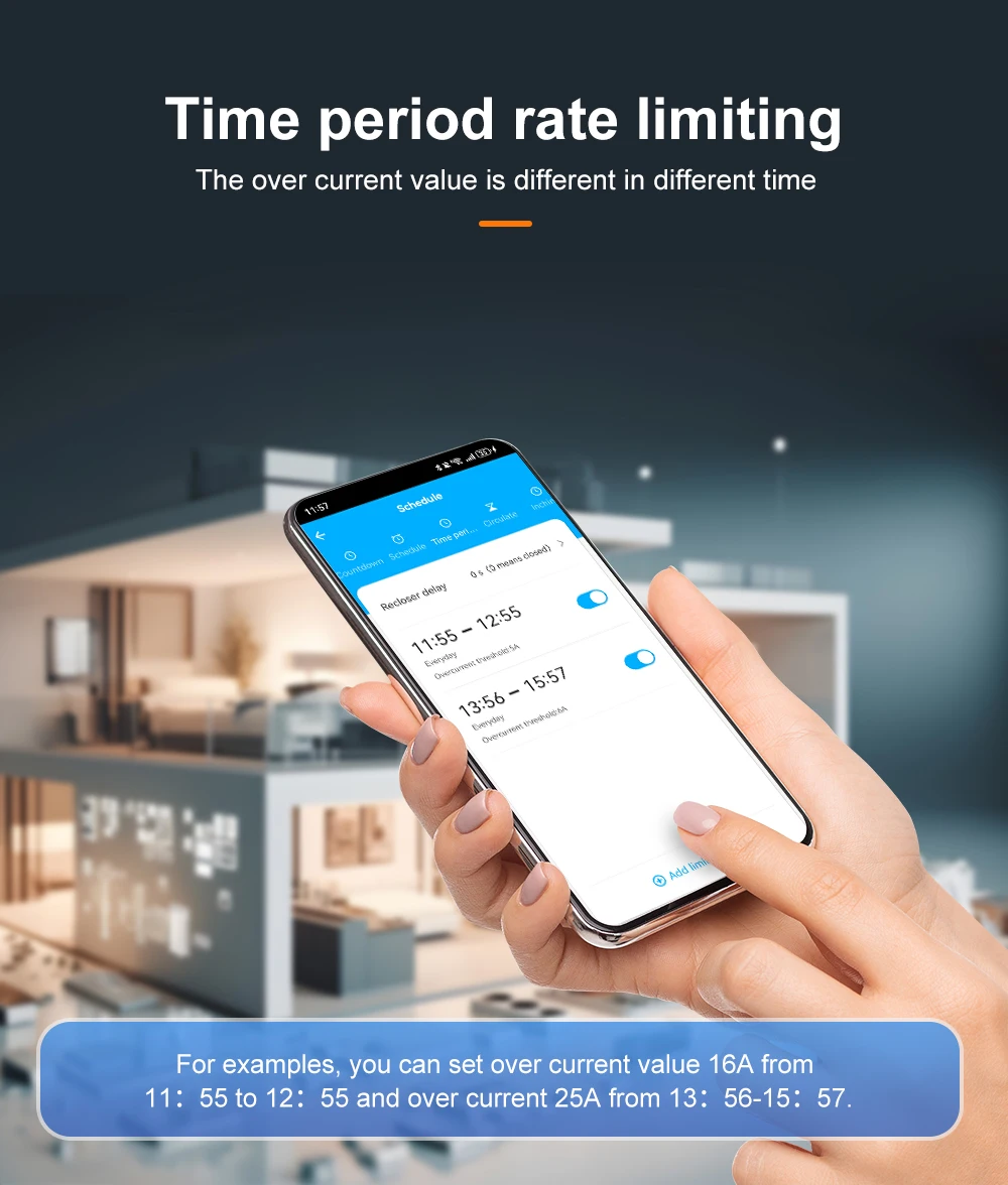 TOMZN WIFI 110V 220V 63A Smartlife TUYA Circuit Breaker Energy Meter Metering Timer With Voltage Current And Leakage Protection