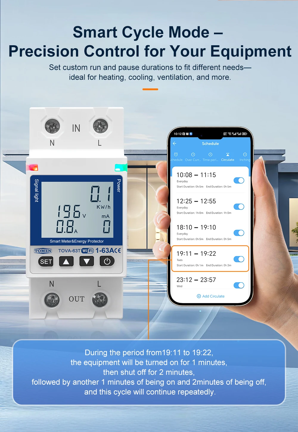TOMZN WIFI 110V 220V 63A Smartlife TUYA Circuit Breaker Energy Meter Metering Timer With Voltage Current And Leakage Protection
