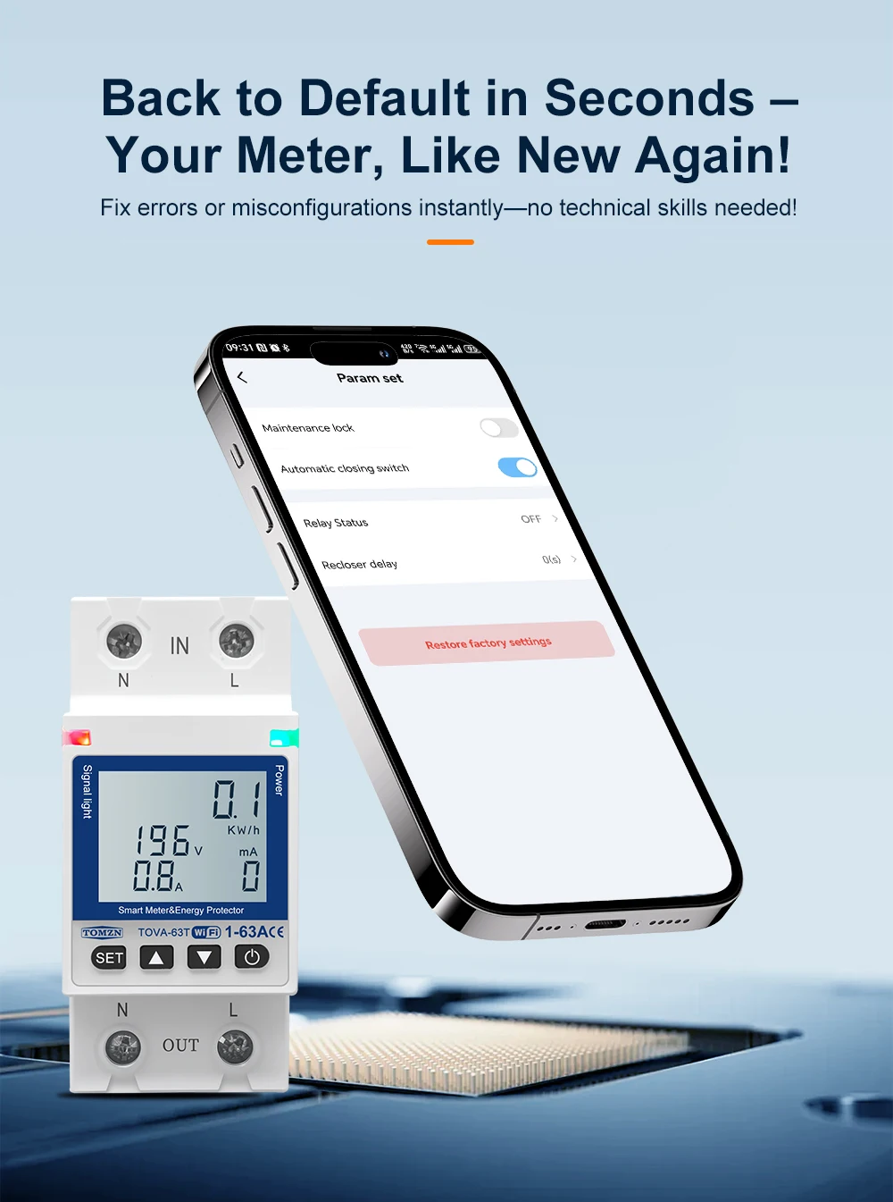 TOMZN WIFI 110V 220V 63A Smartlife TUYA Circuit Breaker Energy Meter Metering Timer With Voltage Current And Leakage Protection