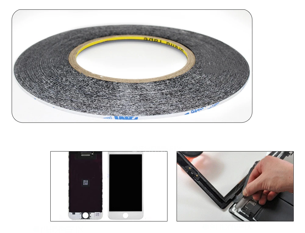 1mm/2mm/3mm/5mm/6mm/8mm/10mm/12mm 50meters Black Brand New Sticker Double Side Adhesive Tape Fix For Cellphone Touch Screen LCD